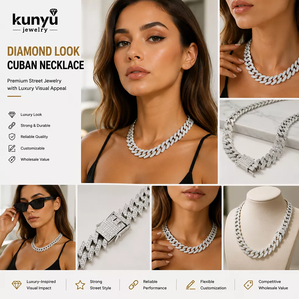 Diamond Look Cuban Necklace